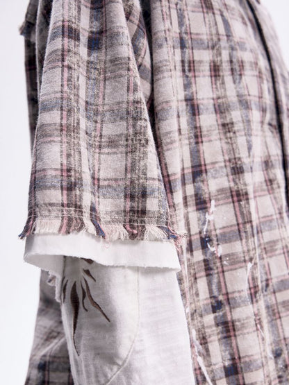 Checkered Raw Edge POLO Collar Shirt【s0000012098】