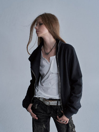 Thickened Terry Zip Cardigan Sweater【s0000018470】