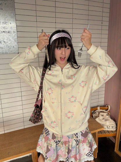 Loose Printed Hooded Sweatshirt Set【s0000019086】