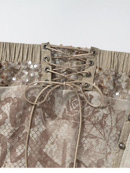 Sequin Print Panelled Knit Bandeau【s0000016986】