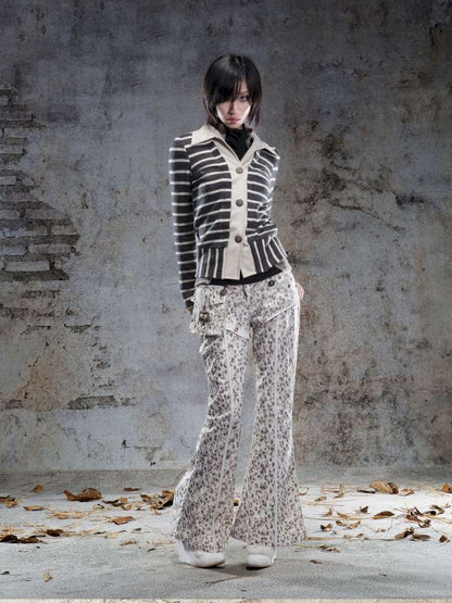 Straight-Leg Flared Low-Rise Pants【s0000014487】