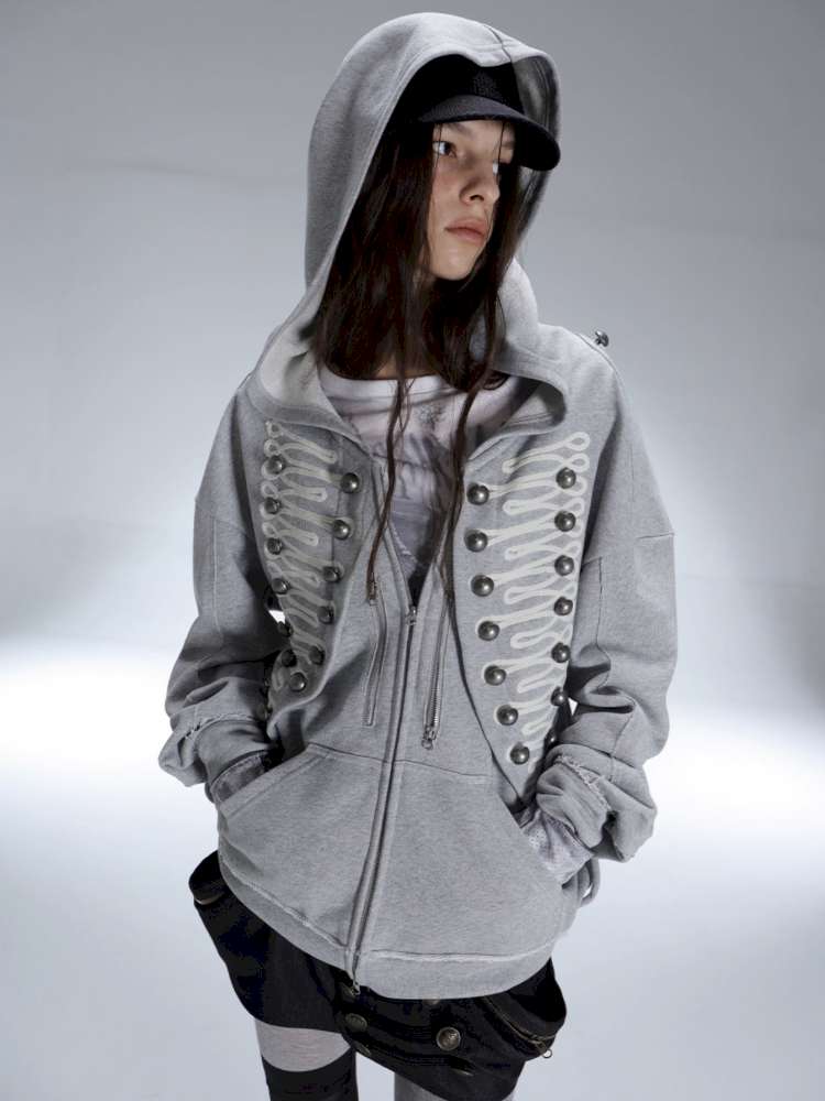 Classic Napoleon Embroidered Hooded Zipper【s0000014711】