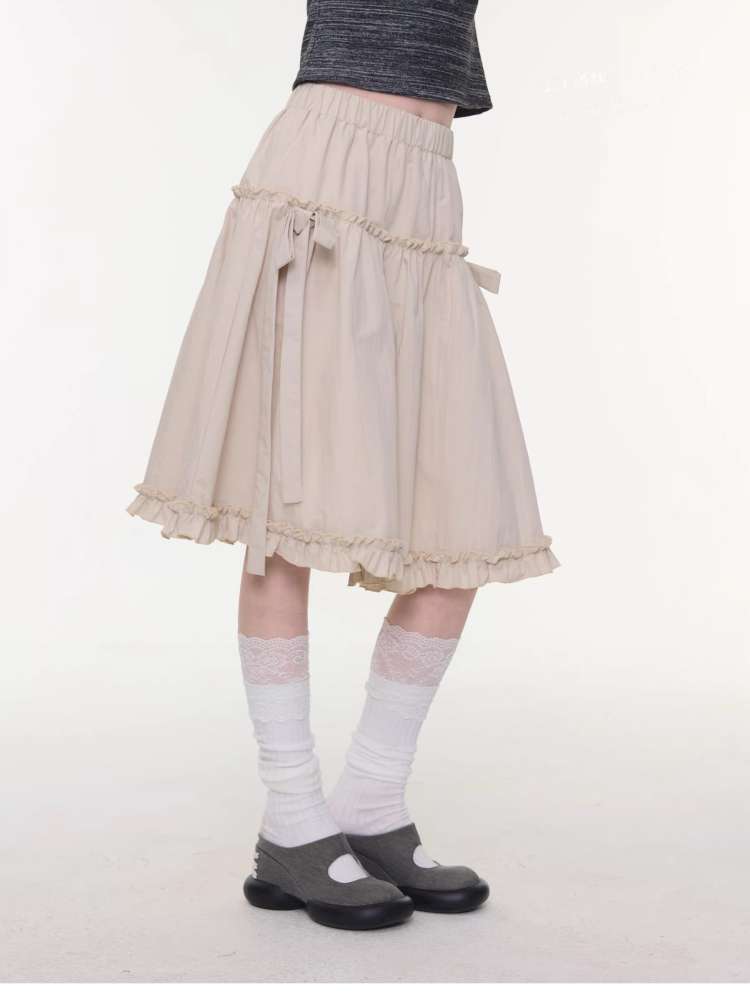 Retro Khaki A-Line Slimming Skirt【s0000015425】