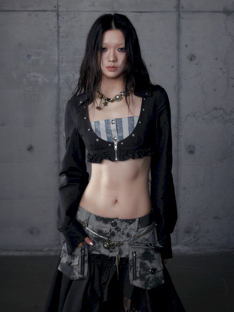 Short low collar long sleeve shirt【s0000013478】