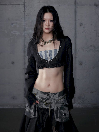 Short low collar long sleeve shirt【s0000013478】