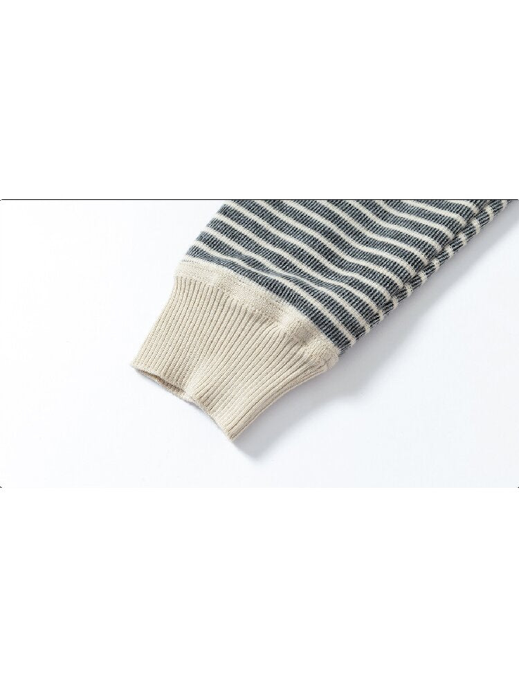 Hooded Fleece Striped Cardigan【s0000018547】