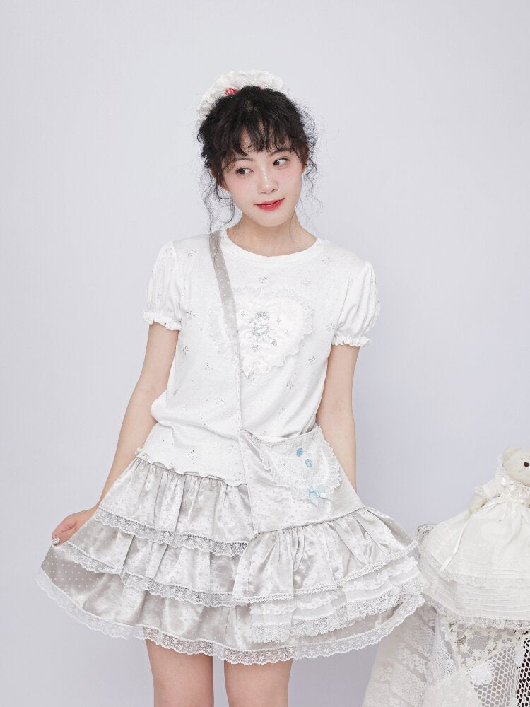 Vintage Lace Satin Cake Skirt【s0000017485】