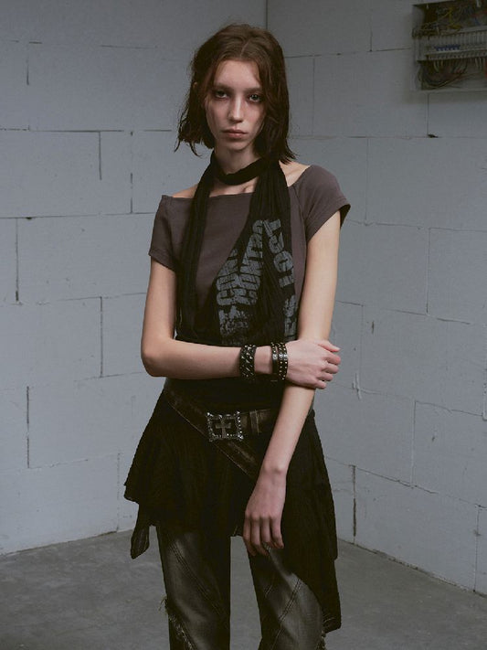 Hanging Neck Scarf Overlay Dress【s0000011848】