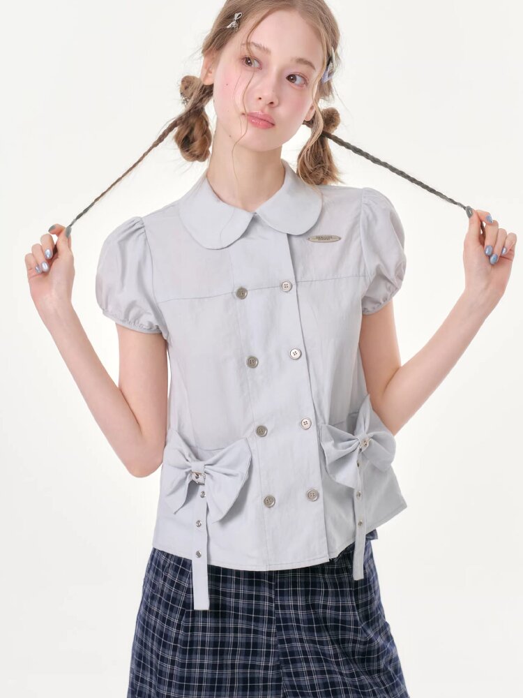 Bow Puff Sleeve Doll Collar Shirt【s0000016610】