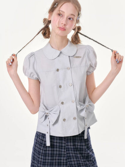 Bow Puff Sleeve Doll Collar Shirt【s0000016610】