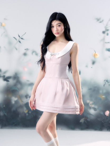 Satin Glossy U-Neck Puffy Dress【s0000015914】