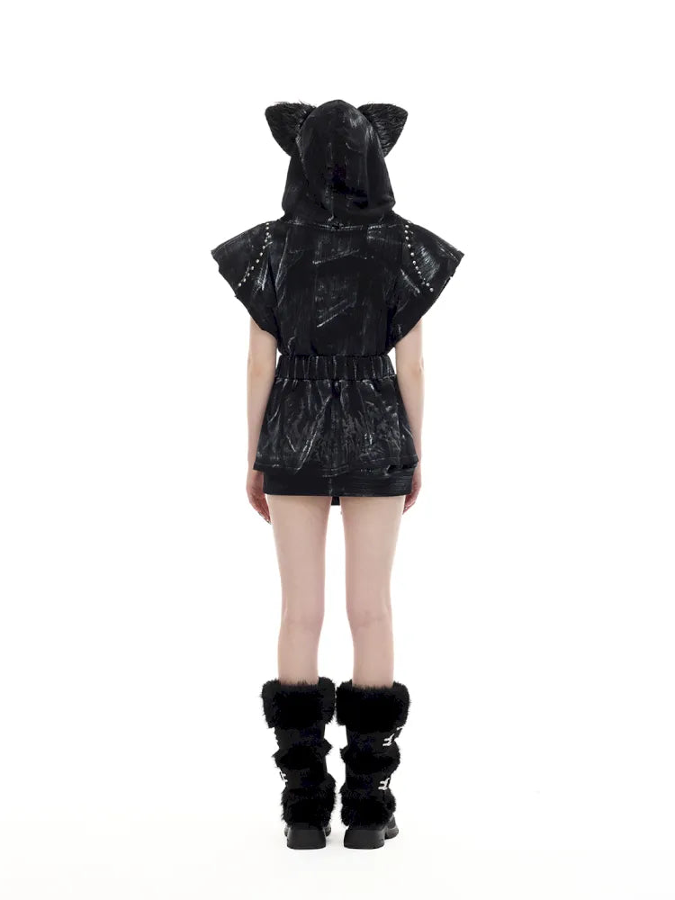Cat-Ear Rock Punk Sleeveless Y2K Jacket【s0000014016】