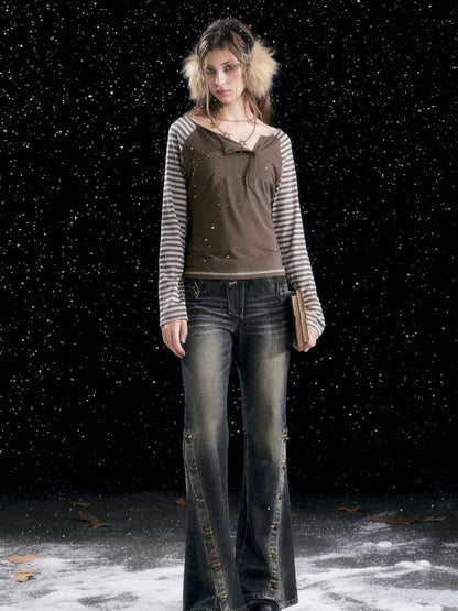 Striped Raglan Sleeve T-Shirt【s0000014430】