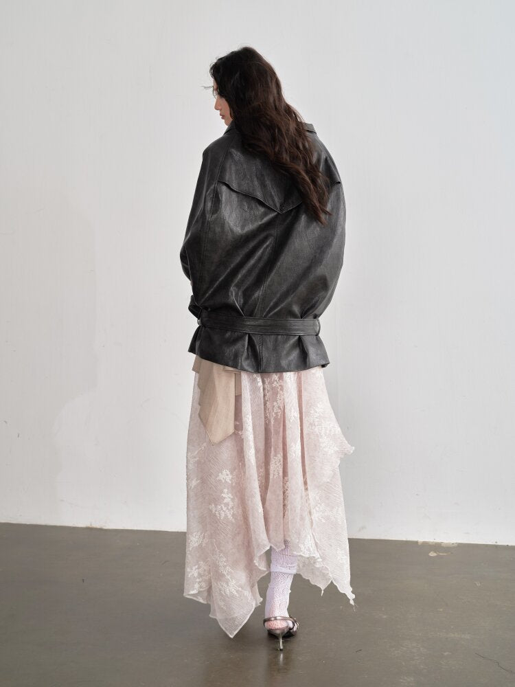 Vintage Brown PU Leather Cape Shawl【s0000015688】