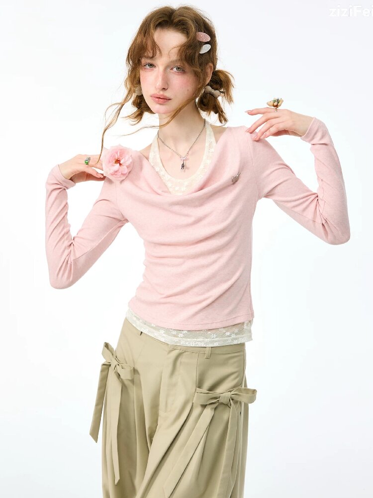 Soft Swept Neck Halter Knit Sweater【s0000017883】