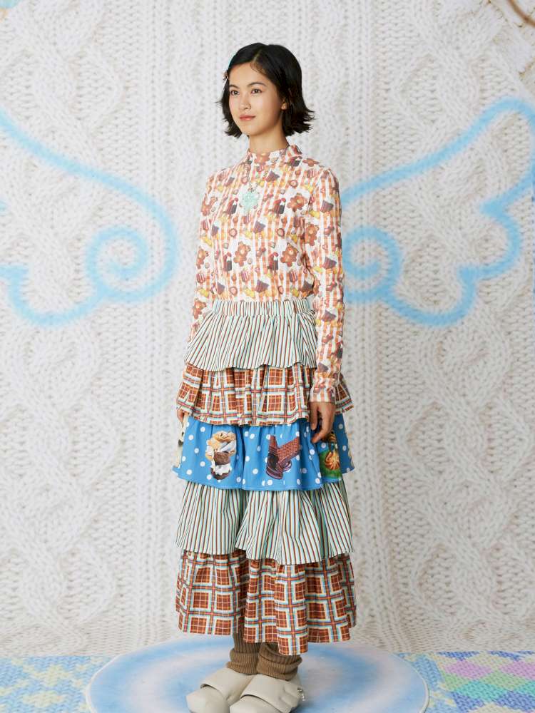 Chocolate Cake Print Versatile Skirt【s0000014860】