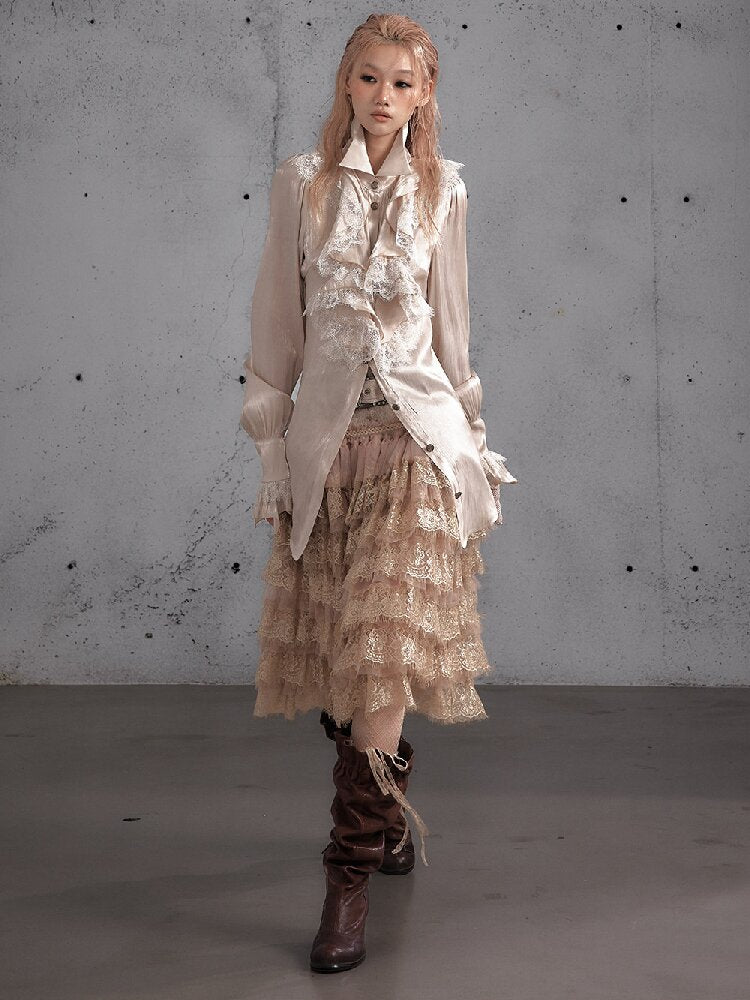 Lace Patchwork Tulle Cake Skirt【s0000019163】