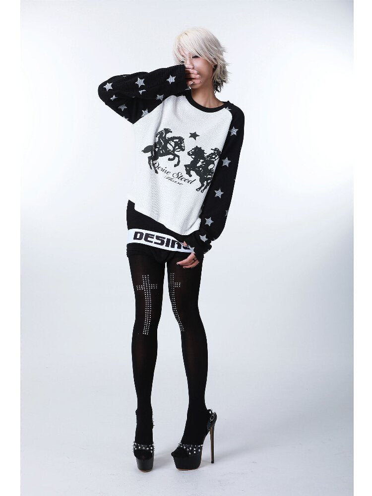 Waffle Star Raglan Long Sleeve T-Shirt【s0000016181】