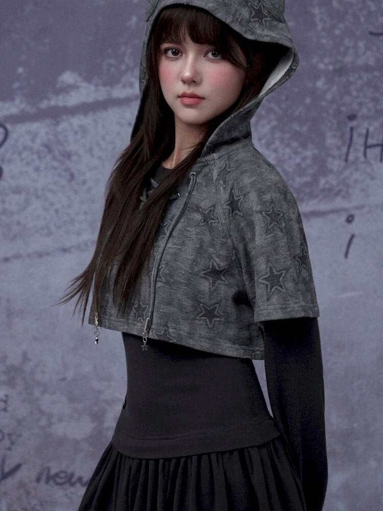 Gray Star Cat Ear Two-Piece Dress【s0000015441】