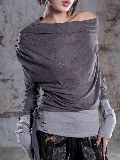 Off-the-shoulder knit top【s0000014488】