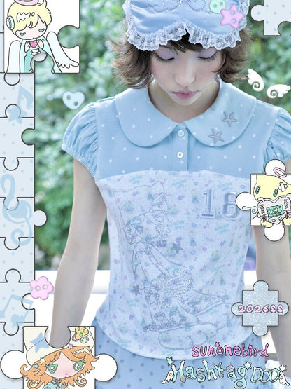 Vintage Bird Collar Bubble T-shirt【s0000017476】