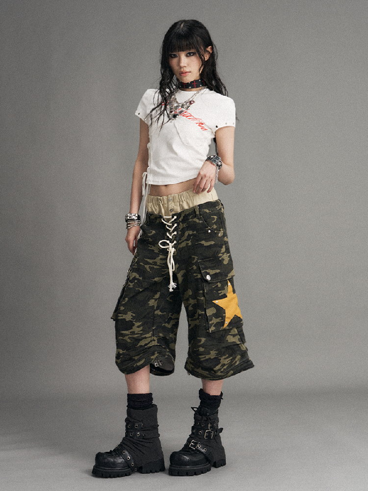 Double Waist Camouflage Wide Leg Pants【s0000017773】