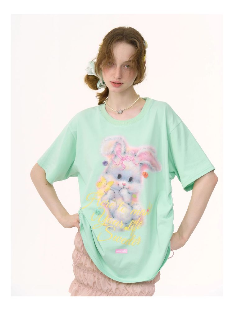 Rabbit Print Loose Tops【s0000012244】