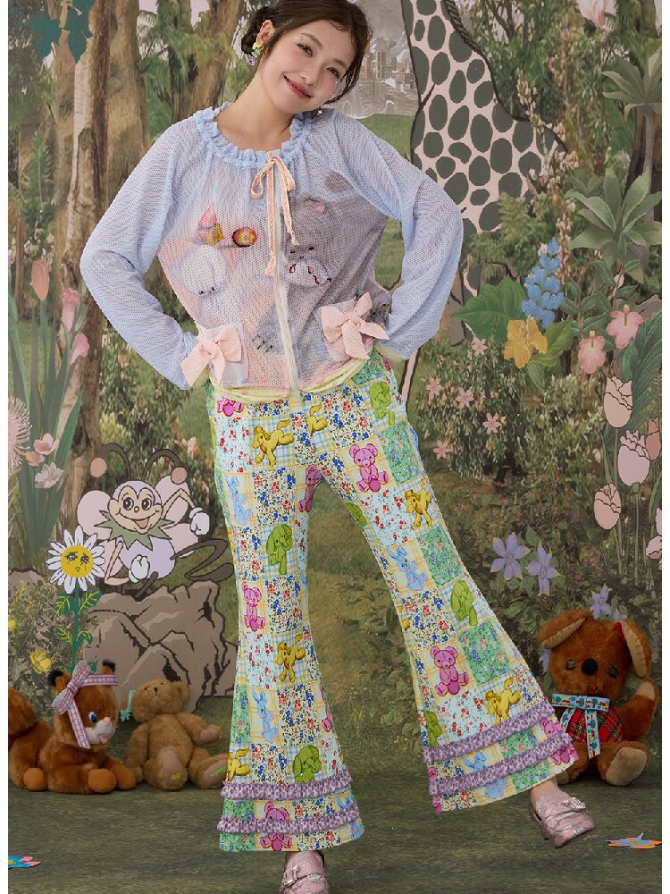 Stretch Floral Animal Print Pants【s0000017126】