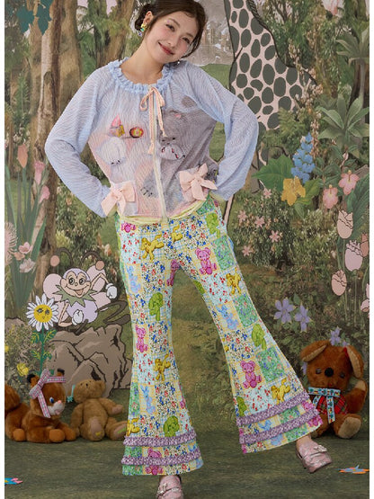Stretch Floral Animal Print Pants【s0000017126】