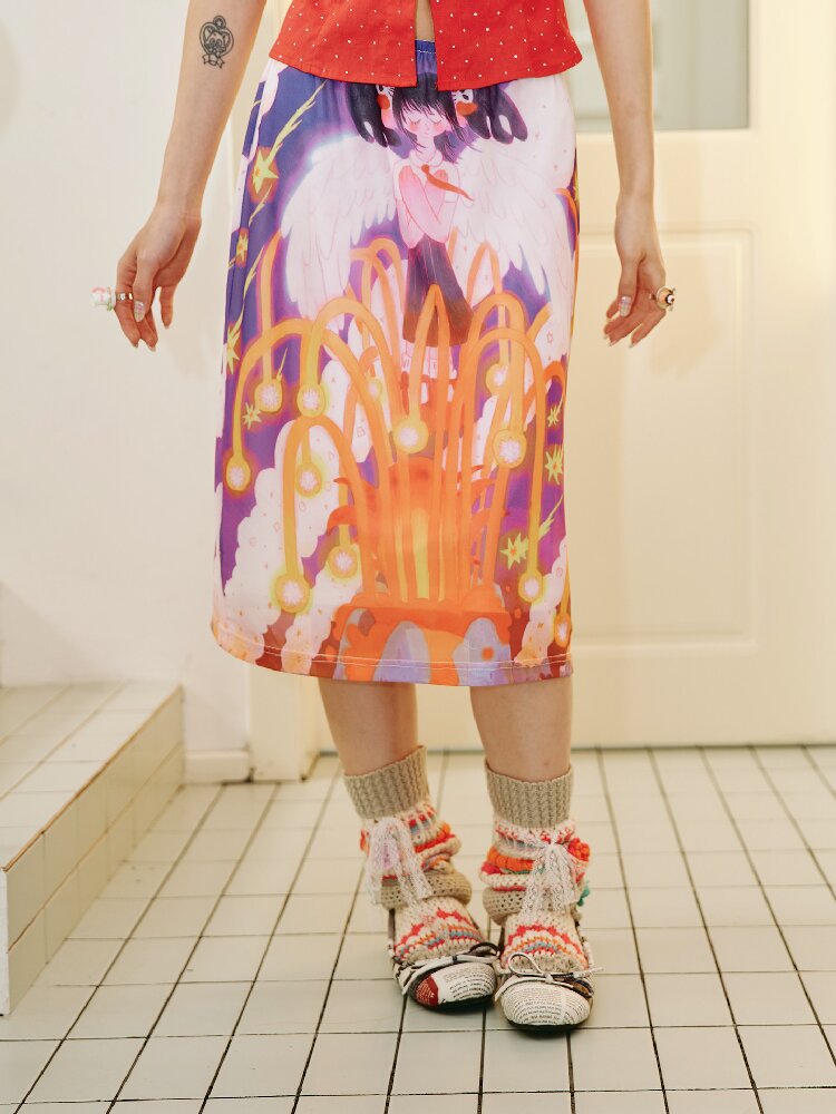 Star Volcano Mesh Pleated Skirt【s0000018697】