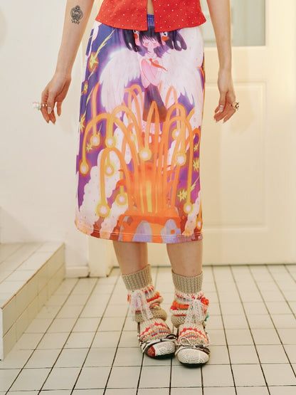 Star Volcano Mesh Pleated Skirt【s0000018697】