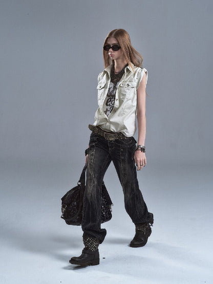 Rivet Metal Buckle Punk Shirt【s0000016640】