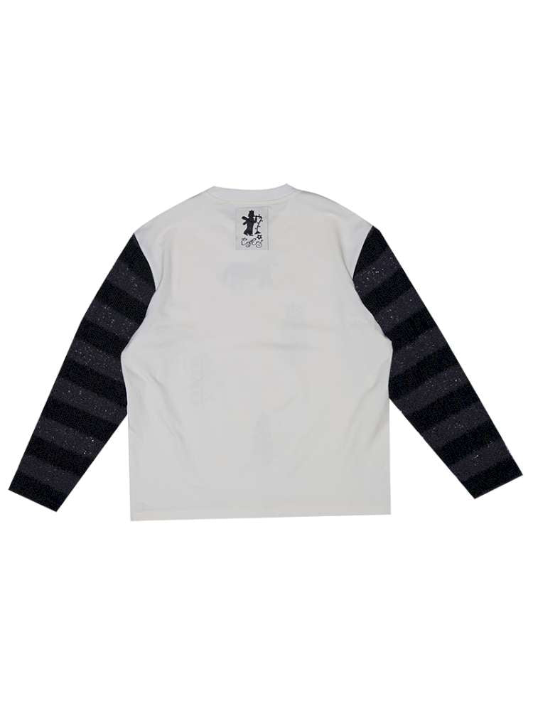 Striped Patchwork Pony Print T-Shirt【s0000014899】