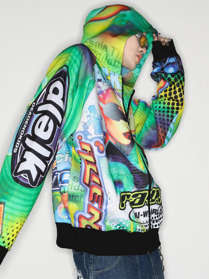 Retro Street Alien Loose Hooded Jacket [S0000010269]