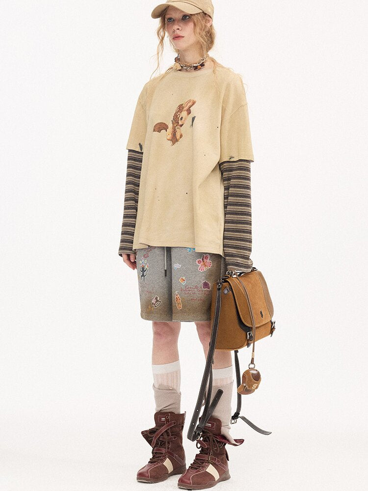 Bloom Patchwork Long Sleeve Tee【s0000015903】