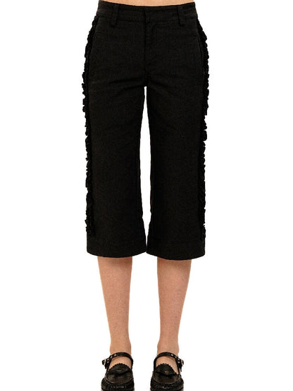 Pleated Lace Cotton Cropped Pants【s0000017926】