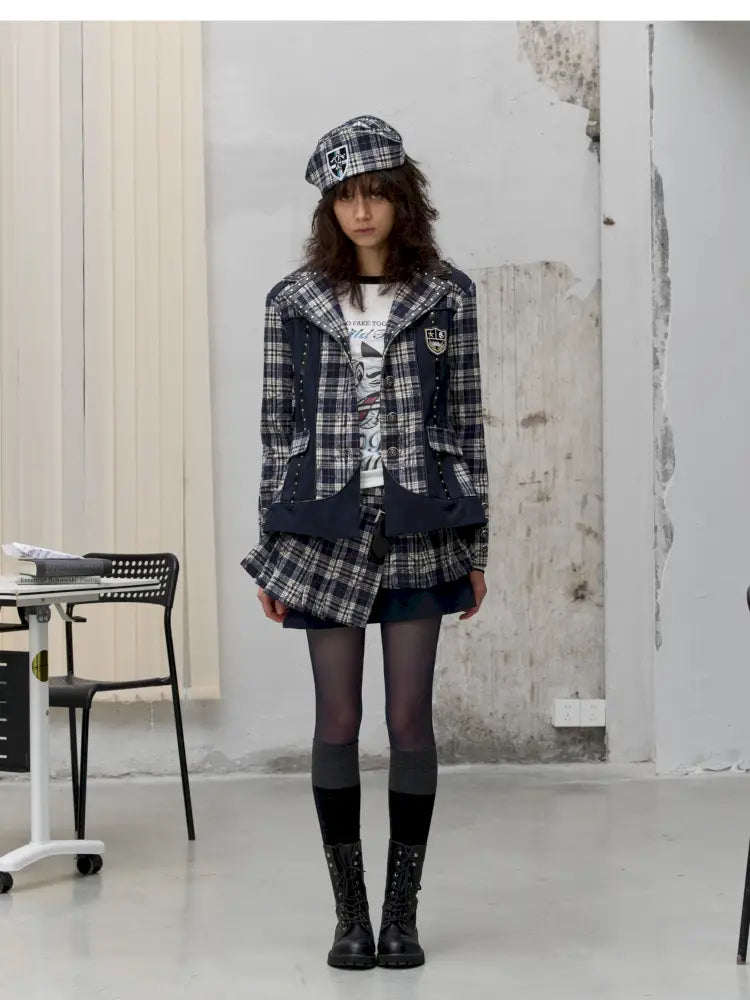 College Style Asymmetric Suit Pleated Skirt【s0000014205】