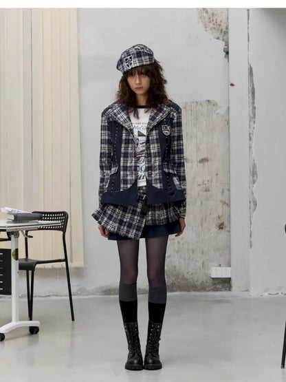 College Style Asymmetric Suit Pleated Skirt【s0000014205】