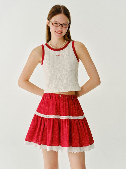 Lace Slim Colorblocking Vest【s0000011989】