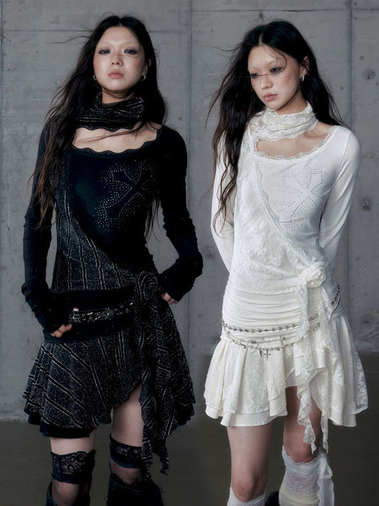 Stacked Neck One-Shoulder Dress【s0000013475】