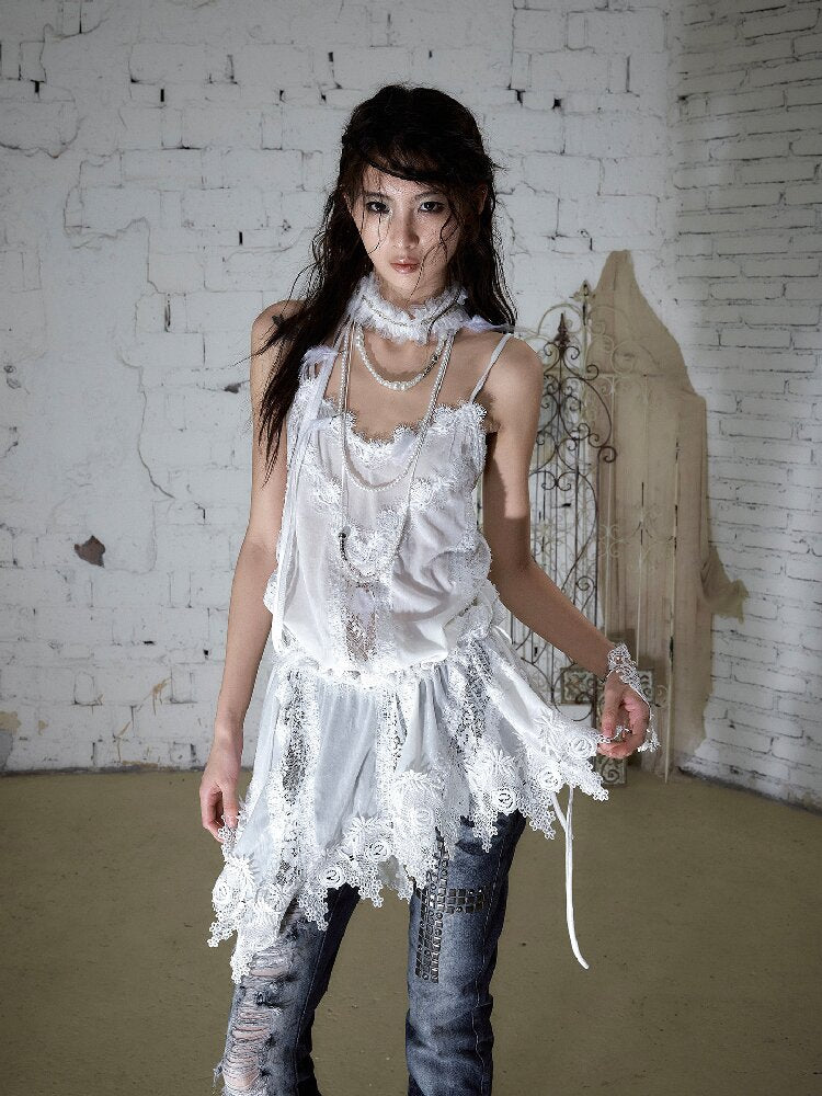 Court Pleated Lace Silk Scarf Waist【s0000016997】
