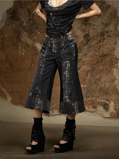 Dark Punk Cropped Bootcut Pants【s0000016887】