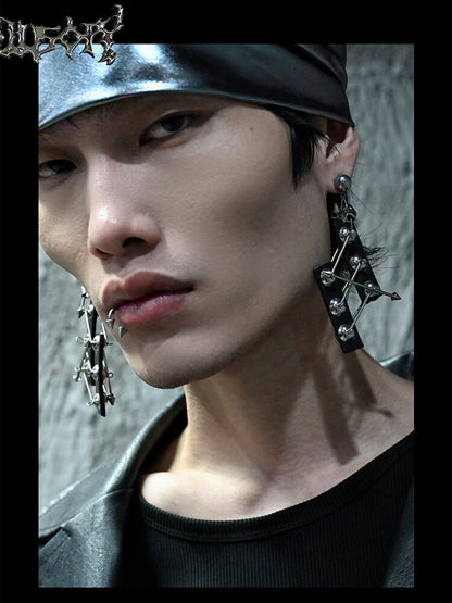 Heavy Pure Handmade Leather Punk Earrings【s0000018873】