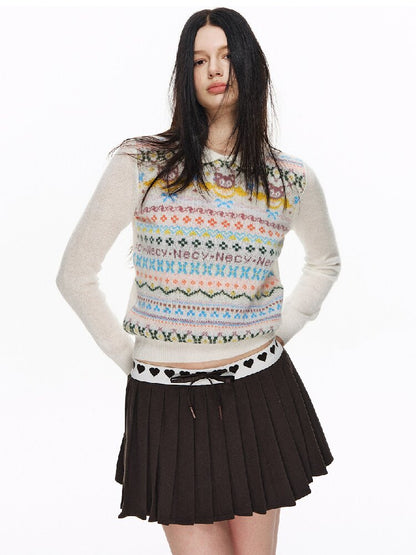 Fair Isle Jacquard Knit Vest Set【s0000015864】