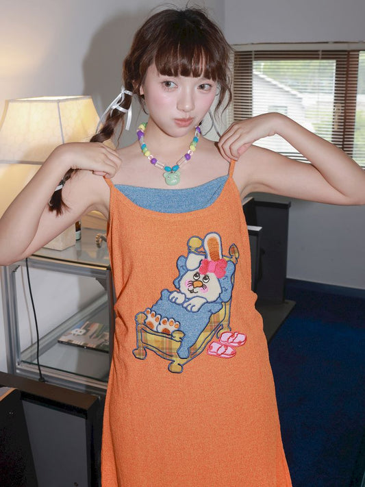 Rabbit Patchwork Pattern Strapless Dress【s0000012817】