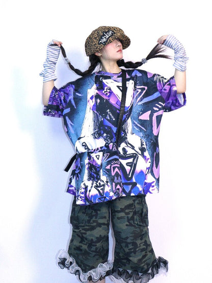 Cyber Mechanical Loose Crew Neck T Shirt【s0000017706】