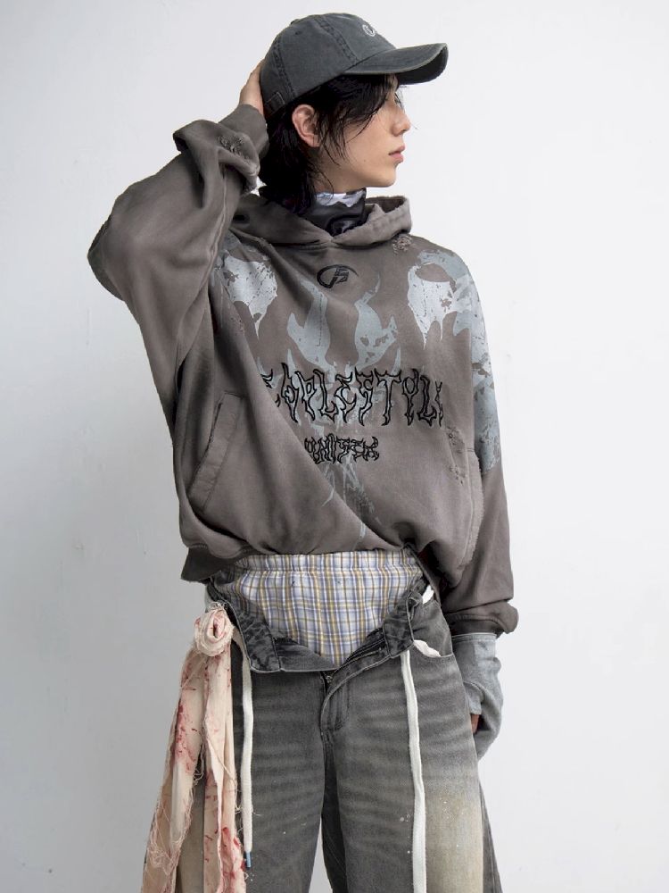 Embroidered Hooded Sweatshirt【s0000011349】