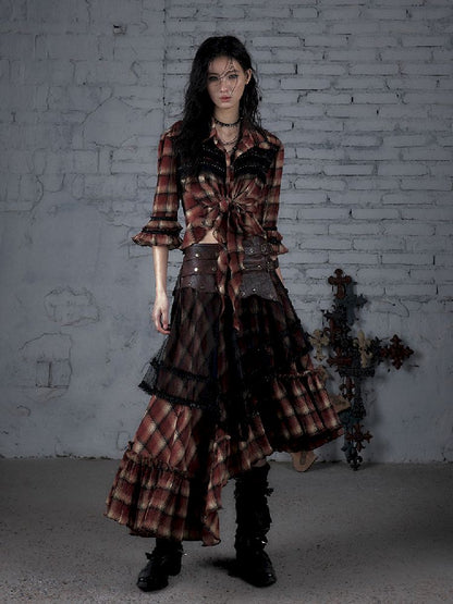 Flare Mid Sleeve Tie Short Blouse【s0000011820】