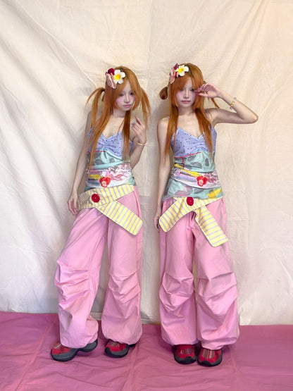 Pleated Polka Dot Irregular Suspenders【s0000012479】