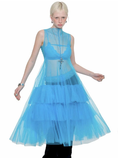 Mesh Sheer Layered Sleeveless Dress【s0000011564】